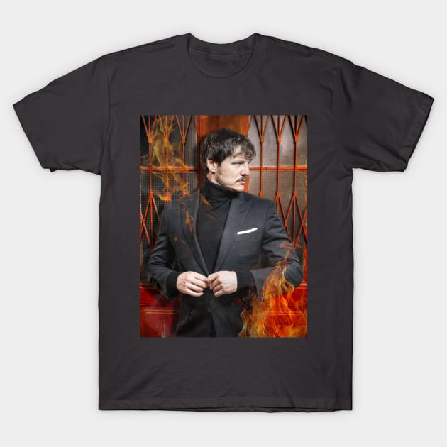 Pedro Pascal on Fire T-Shirt by ZelleDa